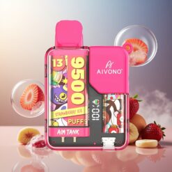 Aivono AIM-TANK 9500 Puffs 18ml 650mAh LCD Norge Engros Jordbær Is